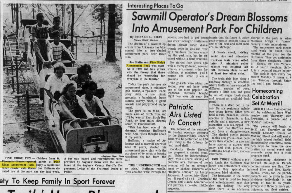 Pine Ridge Amusement Park - Jun 30 1963 Article
